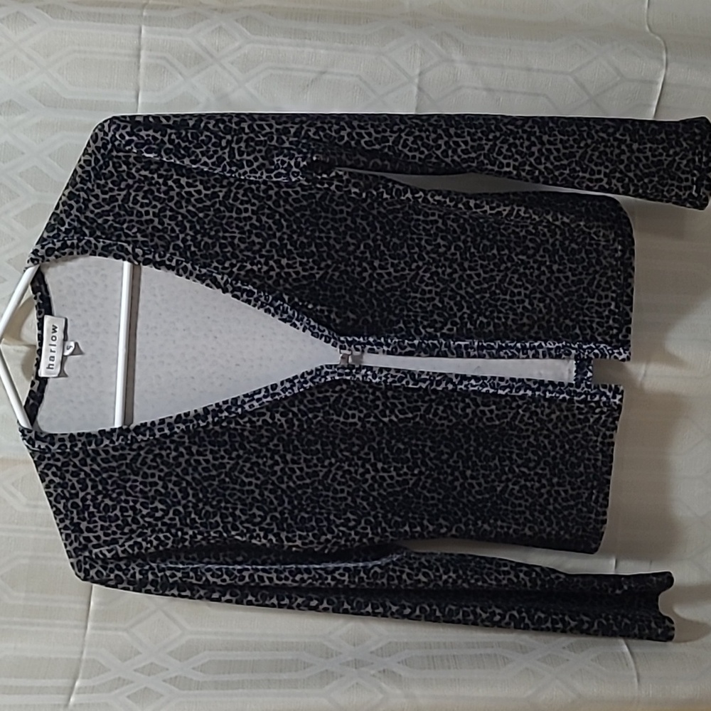 Harlow Women's Black Leopard Print Jacket,Sz S